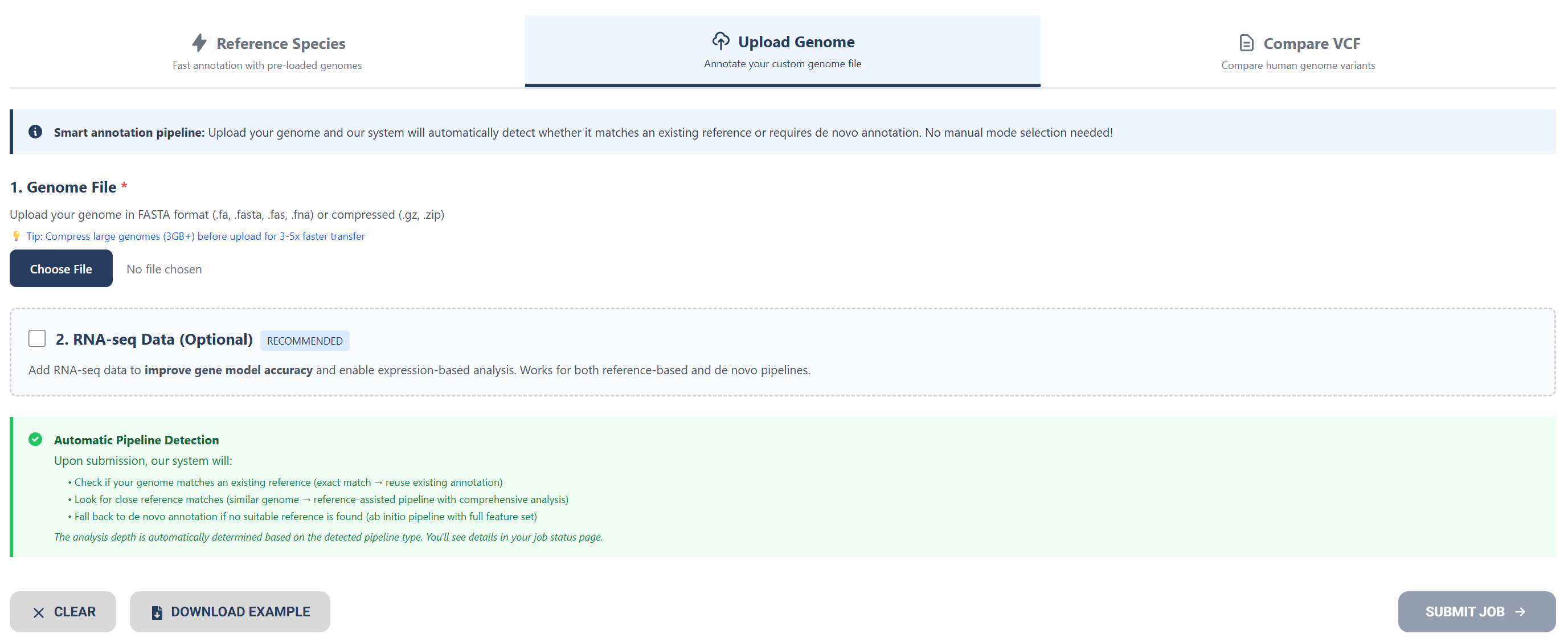 Upload your own genome file